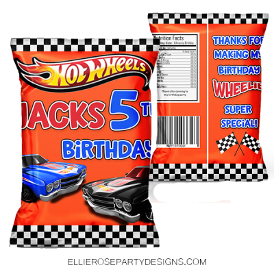HOT WHEELS CHIP BAG FAVOR BAG