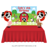 RED FARM BARNYARD ANIMAL DESSERT TABLE BACKDROP WOO