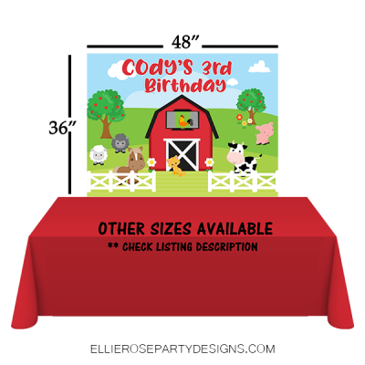 RED FARM BARNYARD ANIMAL DESSERT TABLE BACKDROP WOO 2