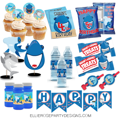 SHARK BIRTHDAY PARTY PRINTABLE PACK woo
