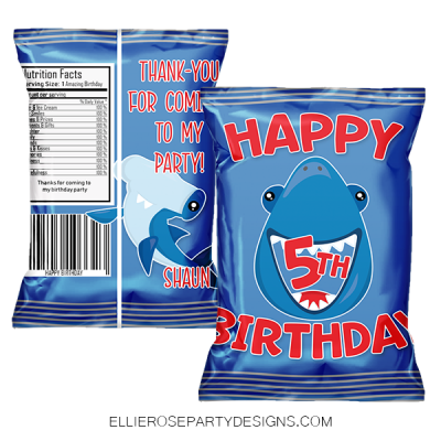 SHARK UNDER THE SEA CHIP BAG PARTY FAVOR BAGS WOO
