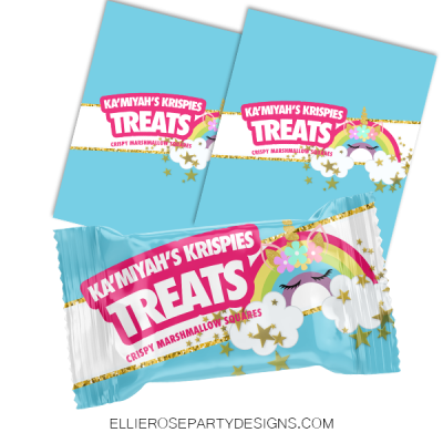 UNICORN GLITTER HORN STARS RICE KRISPIE TREAT CUSTOM WOO