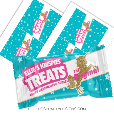 UNICORN GLITTER HORN STARS RICE KRISPIE TREAT WOO2
