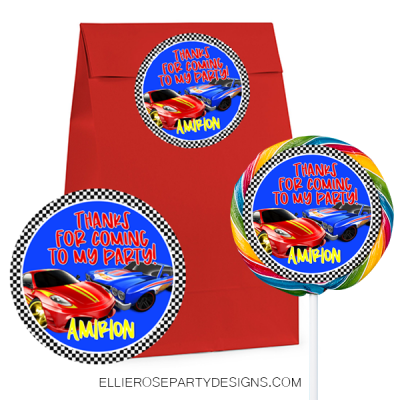 HOT WHEEL 3 INCH FAVOR STICKER LOLLIPOP SWIRL STICKERS
