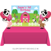 PINK FARM BARNYARD ANIMAL DESSERT TABLE BACKDROP WOO