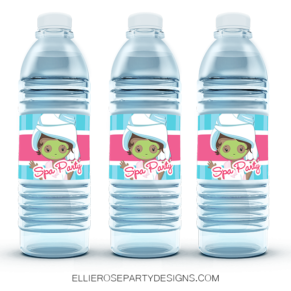 SPA Birthday Water Bottle Label Pamper Party Bottle Label 